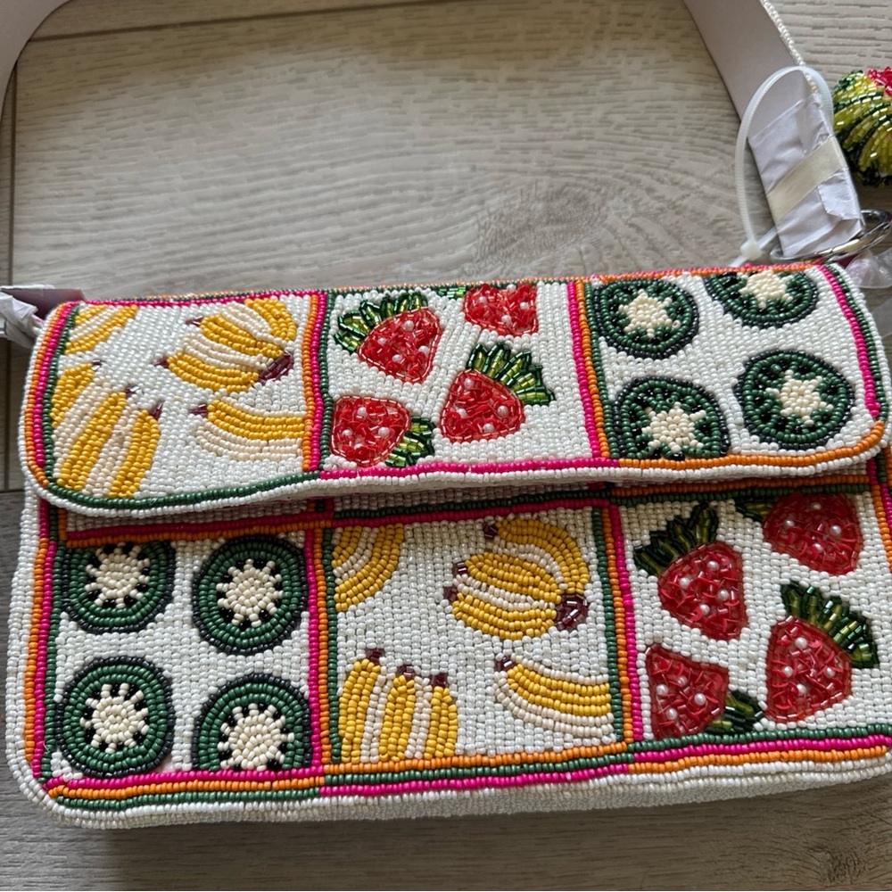 Beaded Fruit Patchwork Shoulder Bag - Multicolor … - image 2